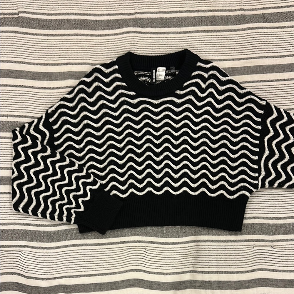 Black and White Wavy Sweater